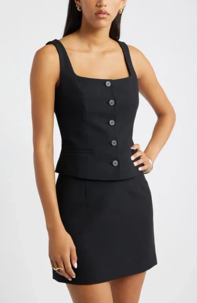 Open Edit Button-up Top In Black