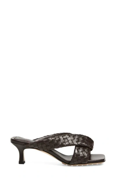 Bottega Veneta Riva Micro Woven Nappa Leather Kitten-heel Sandals In Burgundy