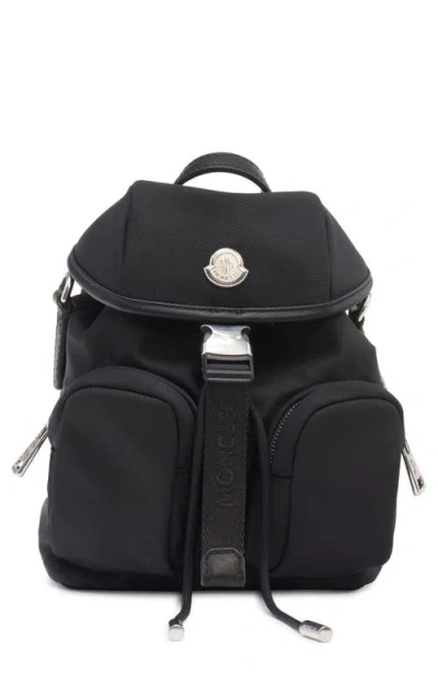 Moncler Versatile Polyester Backpack Adjustable Straps In Black