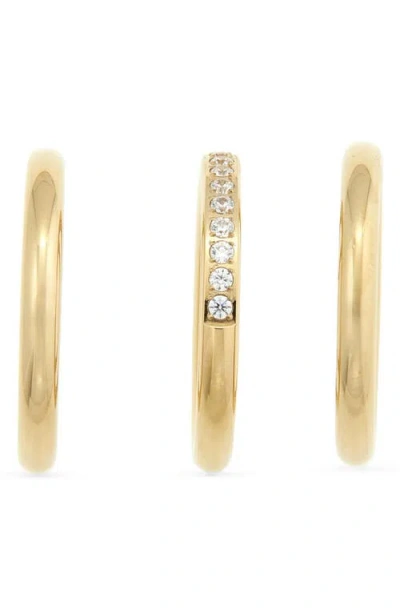 Nordstrom Set Of 3 Waterproof Cubic Zirconia Stackable Rings In Gold