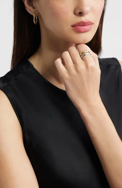 Nordstrom Set Of 2 Waterproof Cubic Zirconia Geometric Band Rings In Multi