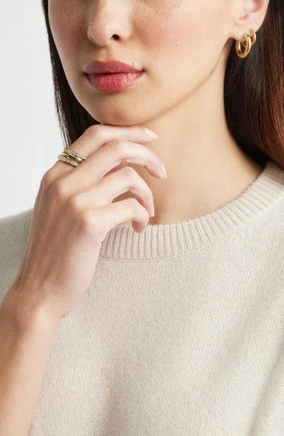 Nordstrom Set Of 3 Waterproof Cubic Zirconia Stackable Rings In Gold