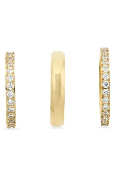 Nordstrom Set Of 3 Waterproof Cubic Zirconia Stackable Rings In Gold