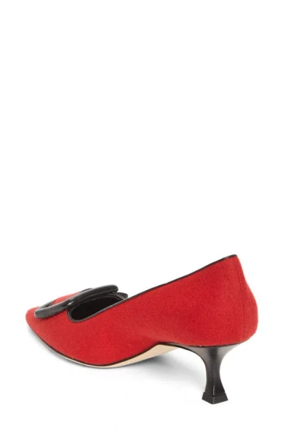 Manolo Blahnik Maysale Buckle Pointed Toe Pump In Red