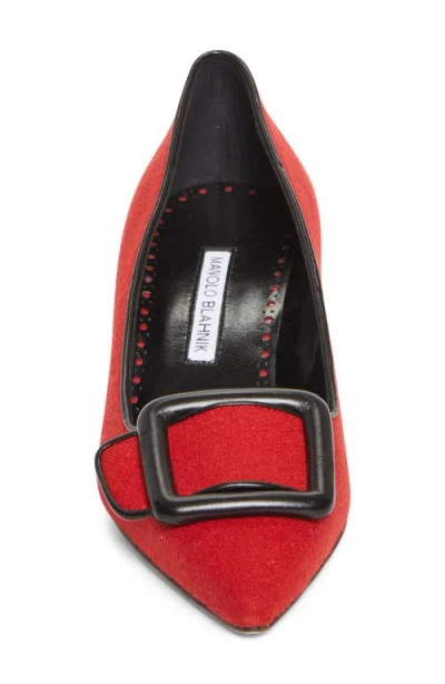 Manolo Blahnik Maysale Buckle Pointed Toe Pump In Red