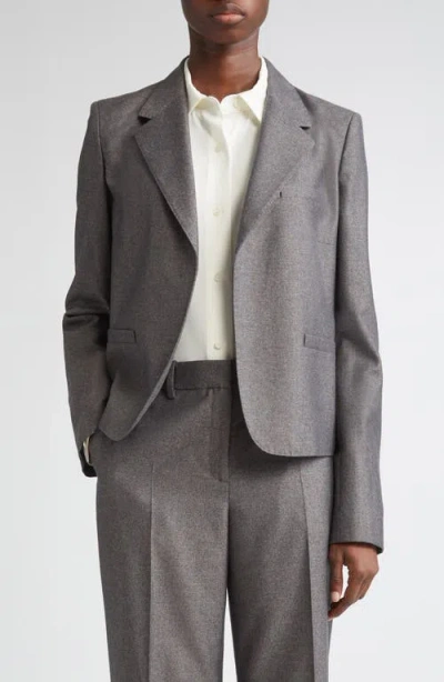 Lafayette 148 New York Pixelated Wool Blend Twill Crop Boyfriend Blazer In Gray