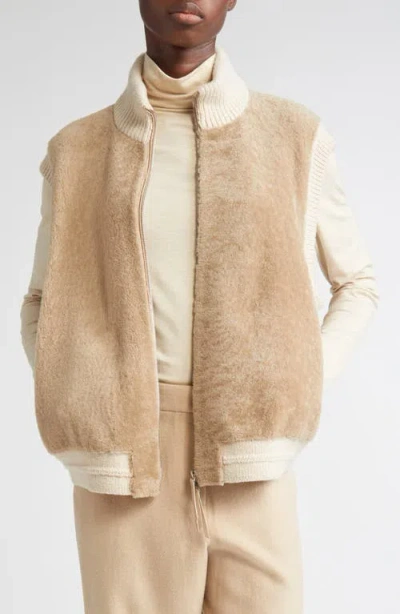 Lafayette 148 Merino Wool-cashmere Knitted Padded Gilet In Neutral