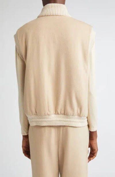 Lafayette 148 Merino Wool-cashmere Knitted Padded Gilet In Neutral