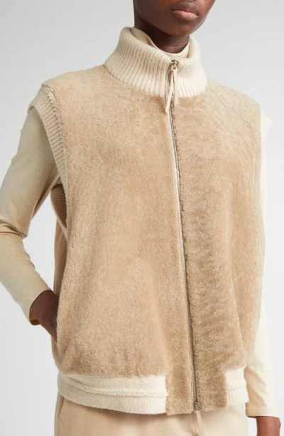 Lafayette 148 Merino Wool-cashmere Knitted Padded Gilet In Neutral