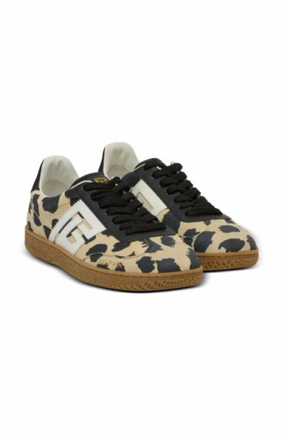 Balmain Swan Snow Leopard-print Suede Low-top Sneakers In Brown