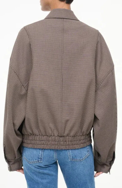 Staud Eugene Micro Houndstooth Jacket In Brown