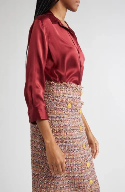 L'agence Dani Silk Charmeuse Blouse In Red