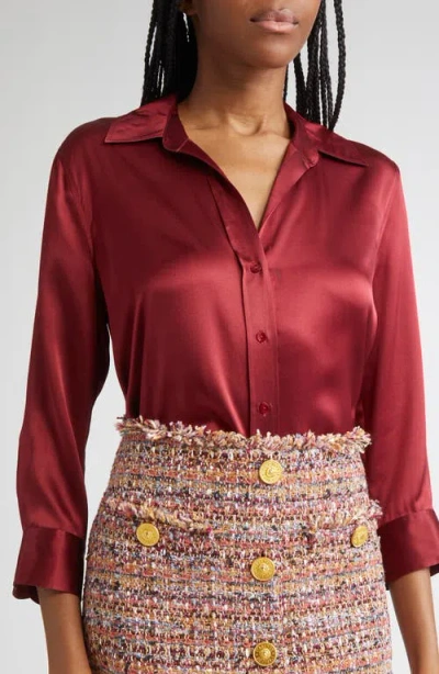 L'agence Dani Silk Charmeuse Blouse In Red
