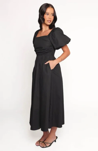Petal And Pup Petal & Pup Clo Puff Sleeve Midi Dress In Black