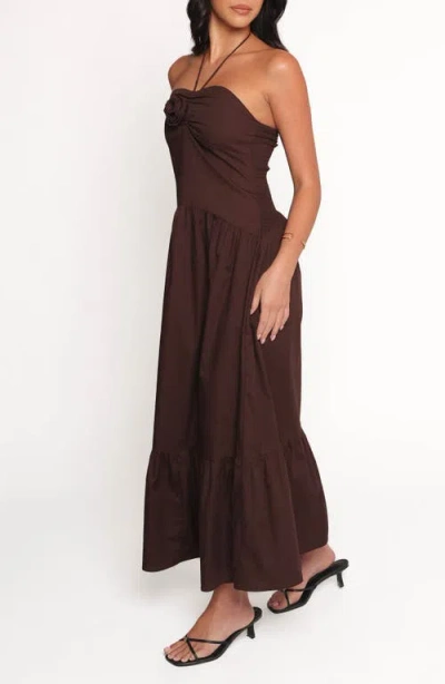 Petal And Pup Petal & Pup Soleila Rosette Tiered Halter Maxi Dress In Brown