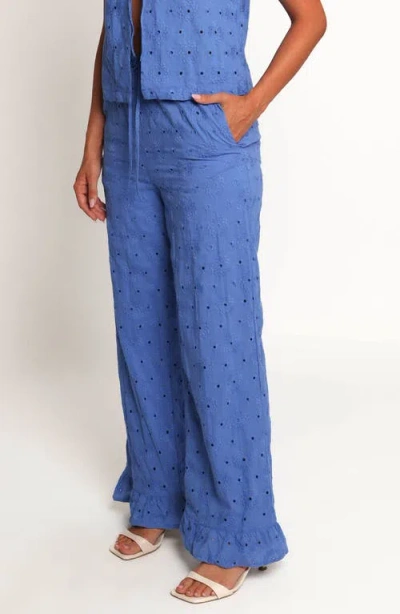 Petal And Pup Petal & Pup Katya Embroidered Drawstring Straight Leg Pants In Blue