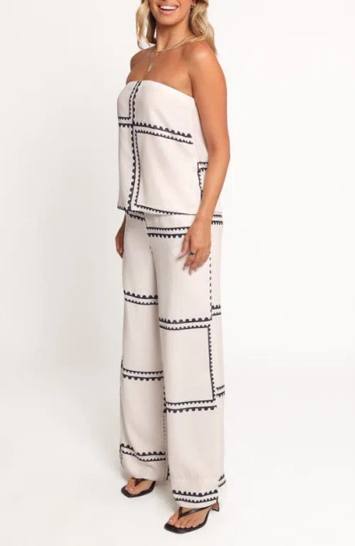 Petal And Pup Petal & Pup Ezra Linen Blend Strapless Top & Wide Leg Pants Set In White