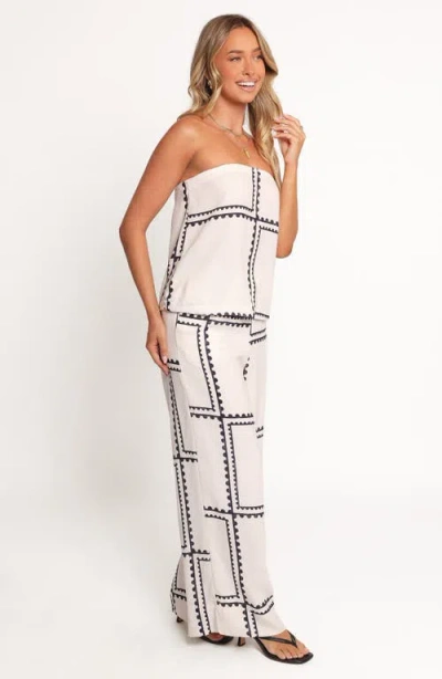 Petal And Pup Petal & Pup Ezra Linen Blend Strapless Top & Wide Leg Pants Set In White