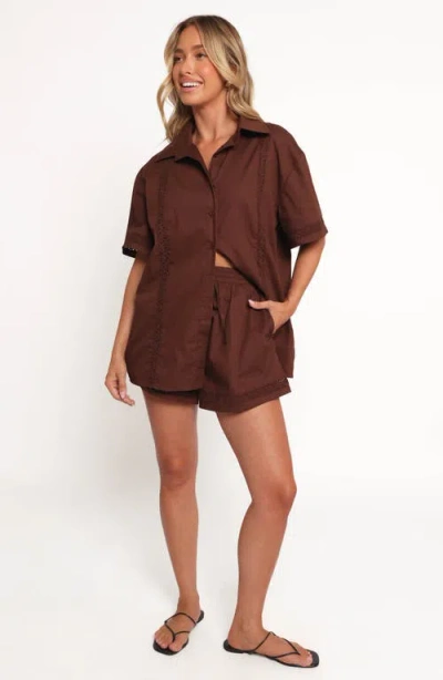 Petal And Pup Petal & Pup Austin Cotton Drawstring Shorts In Brown