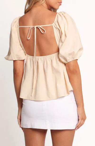 Petal And Pup Petal & Pup Jemima Puff Sleeve Smocked Cotton Babydoll Top In Neutral