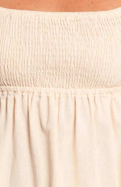 Petal And Pup Petal & Pup Jemima Puff Sleeve Smocked Cotton Babydoll Top In Neutral