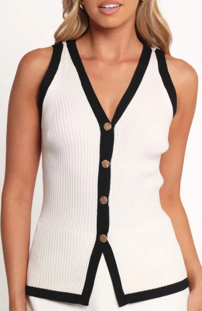Petal And Pup Petal & Pup Virginia Contrast Trim Sweater Vest In White