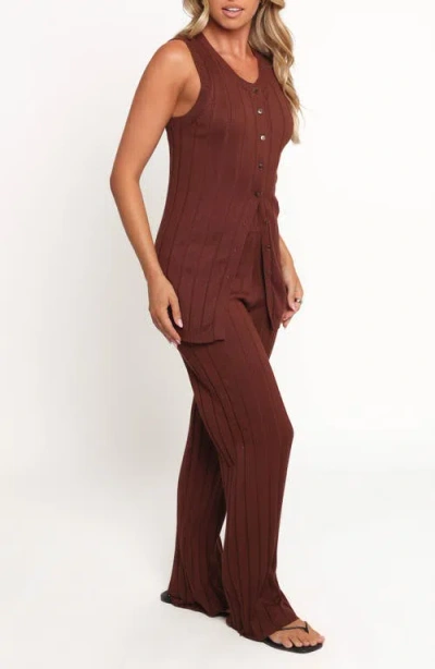 Petal And Pup Petal & Pup Bowery Knit Vest & Pants Set In Brown