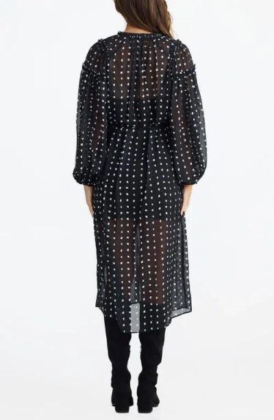 Brave + True Brave+true Ritz Print Long Sleeve Midi Dress In Black