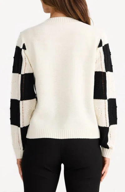 Brave + True Brave+true Heart Of Hearts Checkerboard Sweater In Multi