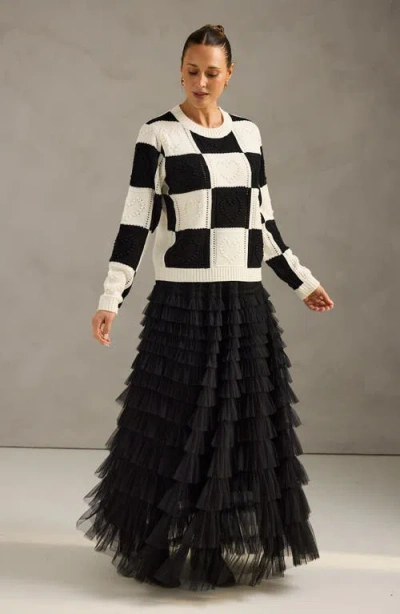 Brave + True Brave+true Heart Of Hearts Checkerboard Sweater In Multi