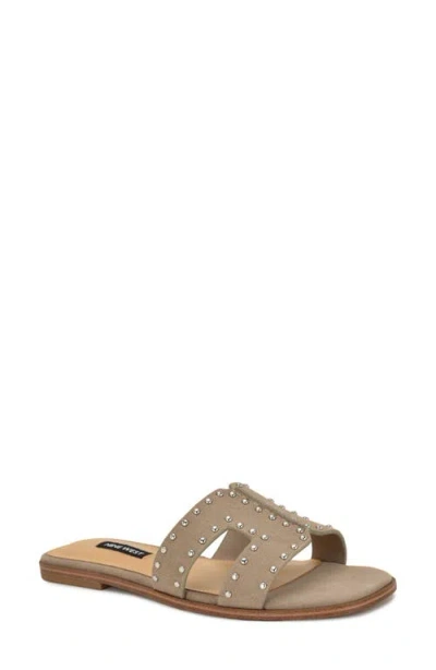 Nine West Giny Stud Slide Sandal In Neutral