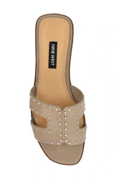 Nine West Giny Stud Slide Sandal In Neutral