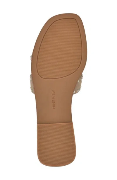 Nine West Giny Stud Slide Sandal In Neutral