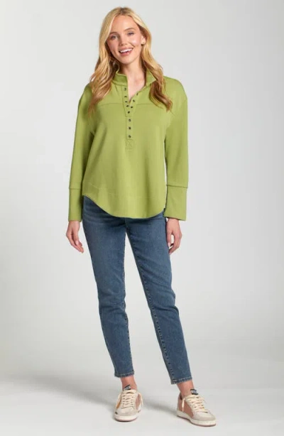 Apny Henley With Grommet Top In Citron In Yellow