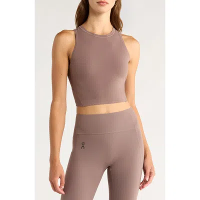 On Womens Ash Studio Stretch-woven Cropped Top In Brown