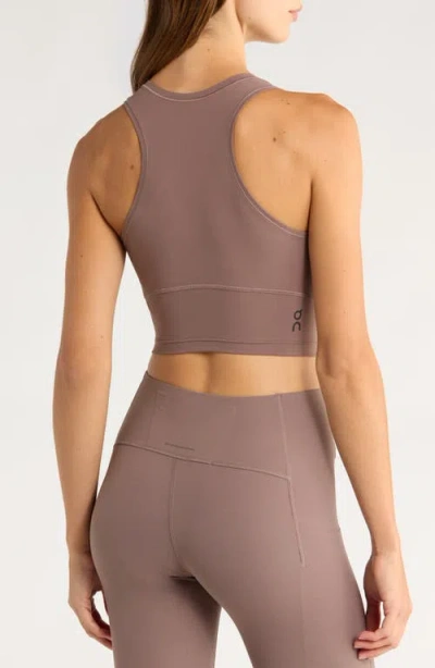 On Womens Ash Studio Stretch-woven Cropped Top In Brown