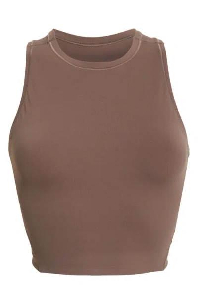 On Womens Ash Studio Stretch-woven Cropped Top In Brown