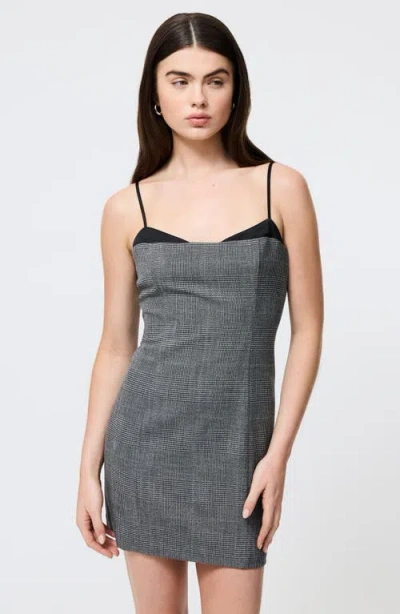 French Connection Owen Plaid Peekaboo Dress In Gray