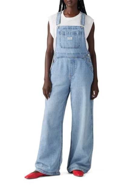 Levi's Xl Overall Women Blue Denim Straight Leg Oversized One-piece Ddr313 In Blue