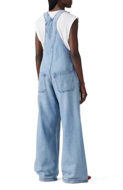 Levi's Xl Overall Women Blue Denim Straight Leg Oversized One-piece Ddr313 In Blue