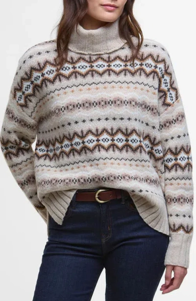 Barbour Helen Fair Isle Wool Blend Turtleneck Tunic Sweater In Multi