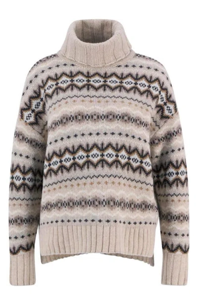Barbour Helen Fair Isle Wool Blend Turtleneck Tunic Sweater In Multi