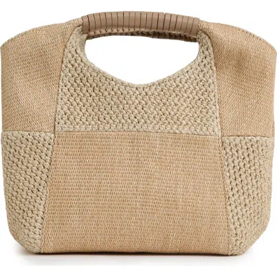 Reiss Rosalie Raffia Double Handle Clutch In Neutral