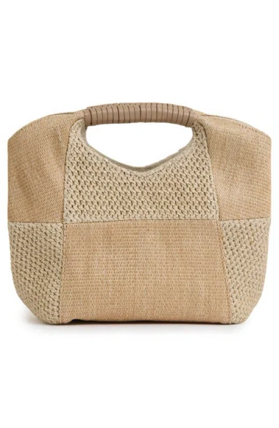 Reiss Rosalie Raffia Double Handle Clutch In Neutral