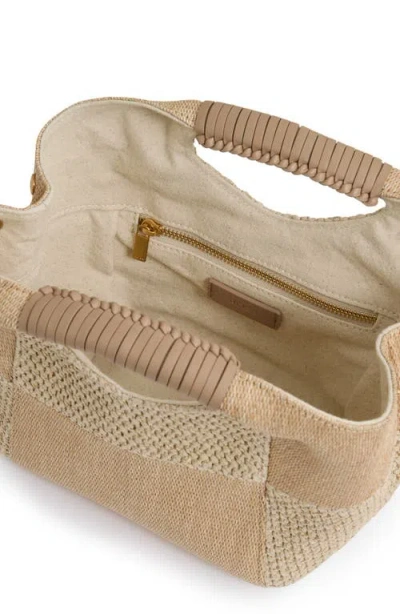 Reiss Rosalie Raffia Double Handle Clutch In Neutral