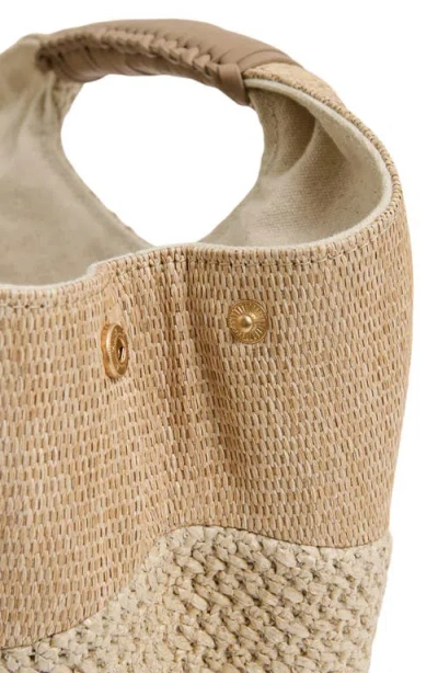 Reiss Rosalie Raffia Double Handle Clutch In Neutral