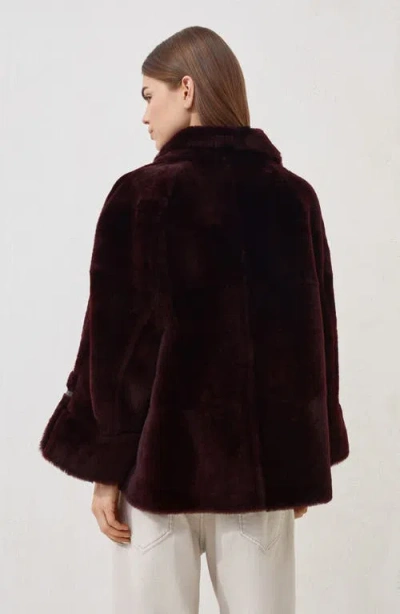 Brunello Cucinelli Reversible Shearling Outerwear With Shiny Cuff Details. In Burgundy