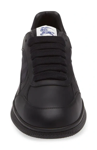 Burberry Leather And Check Terrace Sneakers In Black
