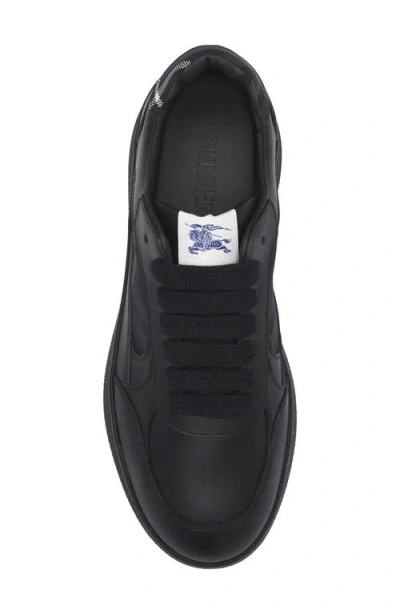 Burberry Leather And Check Terrace Sneakers In Black