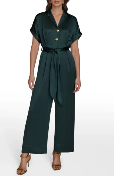 Donna Karan Women's Satin Wide Leg Jumpsuit In Green